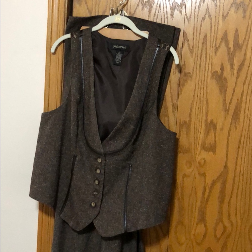Two piece brown soft tweed suit